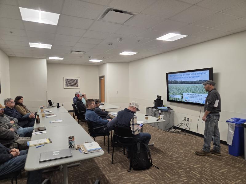 farmers in a conference room