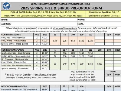 2025 Spring Tree & Shrub Sale order form