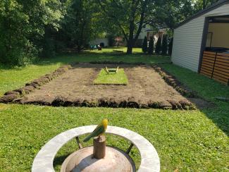 Stage two of community member's rain garden transformation