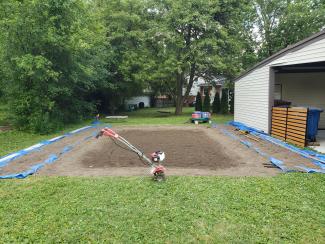 Stage four of community member's rain garden transformation