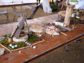 Nature Play area included natural materials for building fairy nests