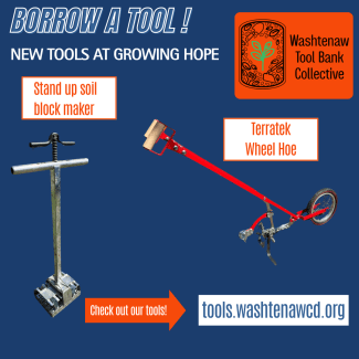 picture of soil block maker and wheel hoe