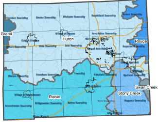 Watershed boundaries of Washtenaw (map)