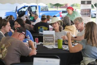 famers networking at a table