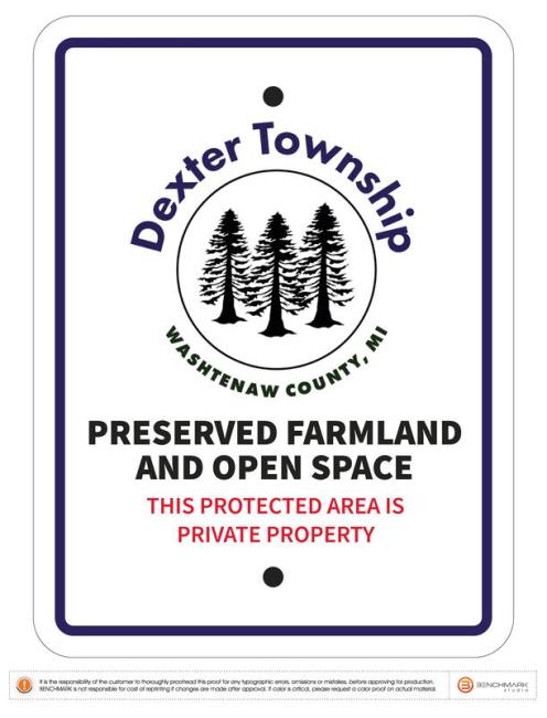 Dexter Township - Preserved Farmland and Open Space sign