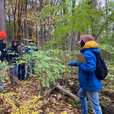 Summer Roberts leading a forestry walk