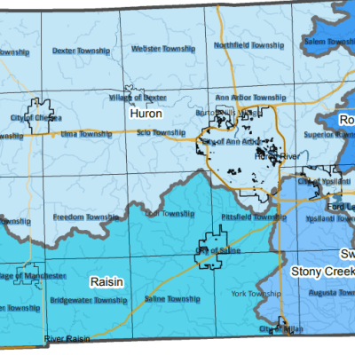 Watershed boundaries of Washtenaw (map)